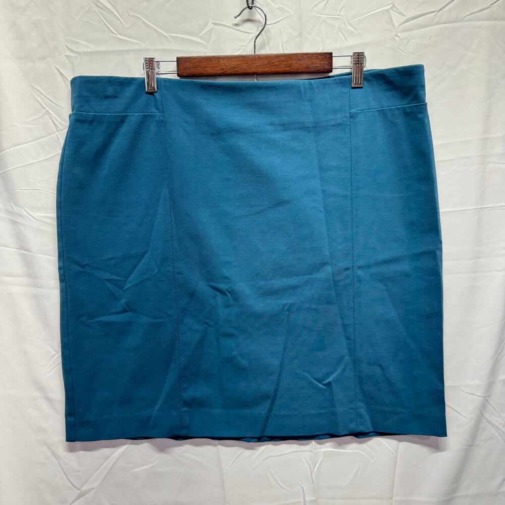 J.Jill Peacock Turquoise Teal Ponte Skirt XL Stretch Work Career Comfort Office